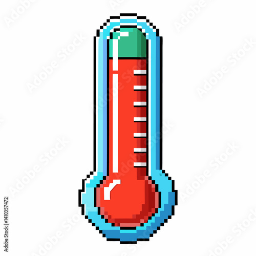 Pixel Art Thermometer Retro Style Temperature Icon with Vibrant Colors