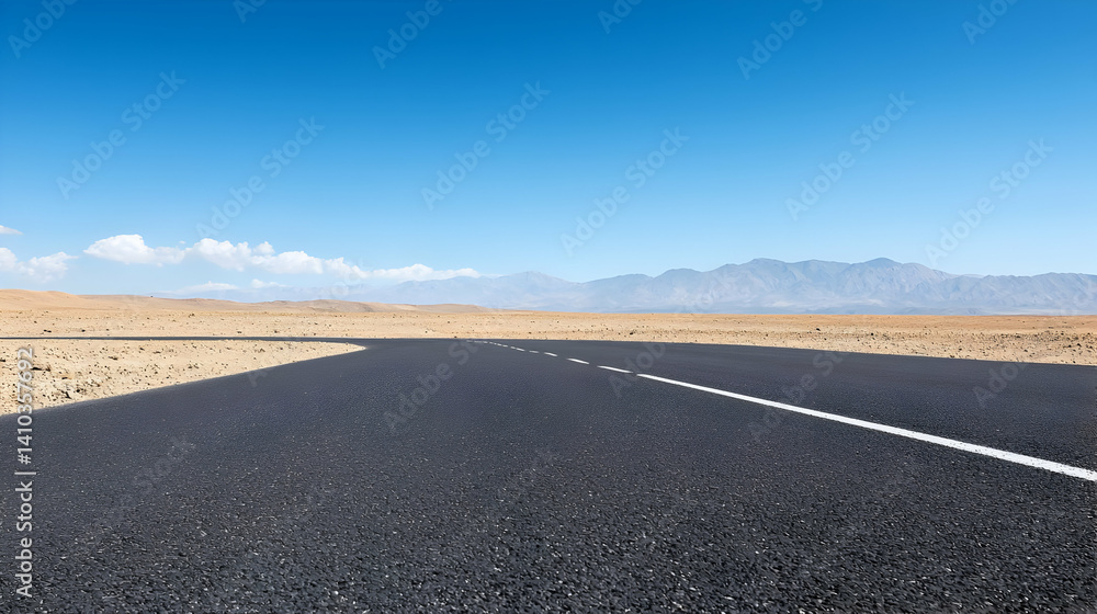 Empty Desert Highway Under Clear Sky Empty Desert Highway Under Clear Sky