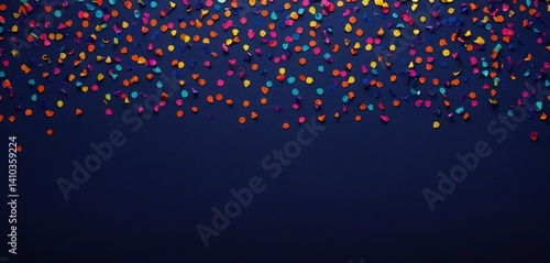 Obraz na płótnie background with colorful neon confetti of different shapes and size on dark blue background. festive neon confetti template with place for text hd w salonie