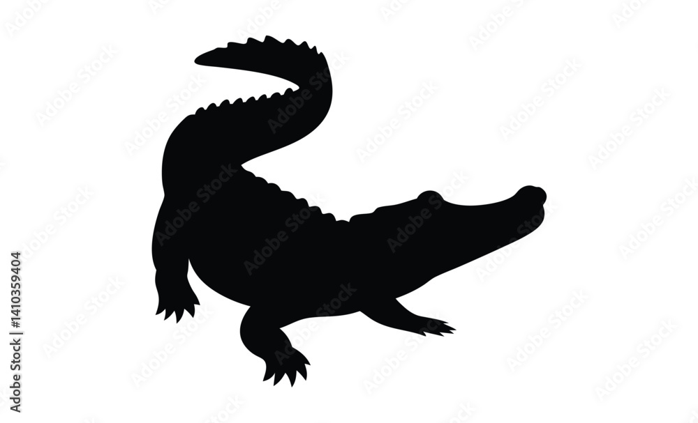 Fototapeta premium Crocodile silhouette illustration, Reptile animal graphic, Wild predator icon design
