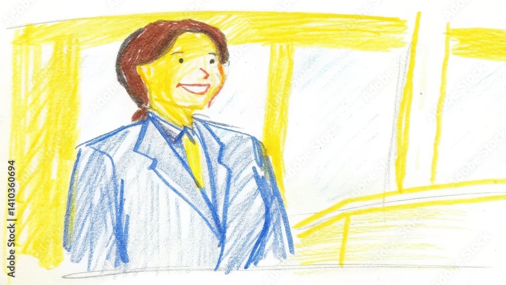 Smiling businesswoman in a suit against a bright background