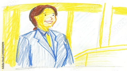 Obraz na płótnie Smiling businesswoman in a suit against a bright background w salonie