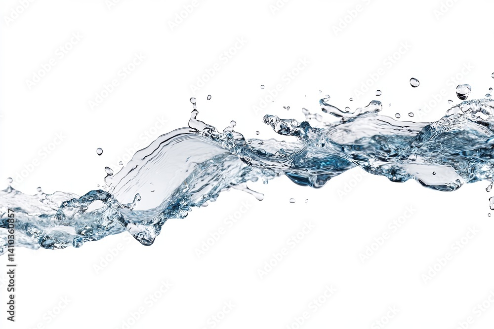 Water splash captured mid-air against a bright white backdrop, motion frozen Water splash captured mid-air against a bright white backdrop, motion frozen