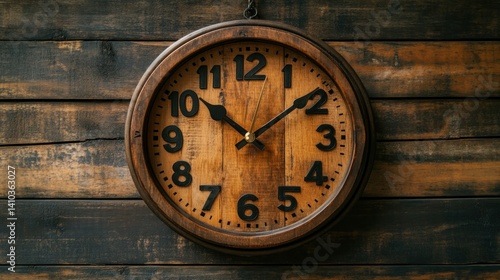 Wallpaper Mural A vintage wooden clock shows the time mounted on the wall Torontodigital.ca