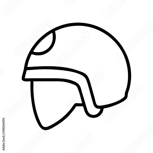 Motorcycle helmet icon in minimalist black line style on white background