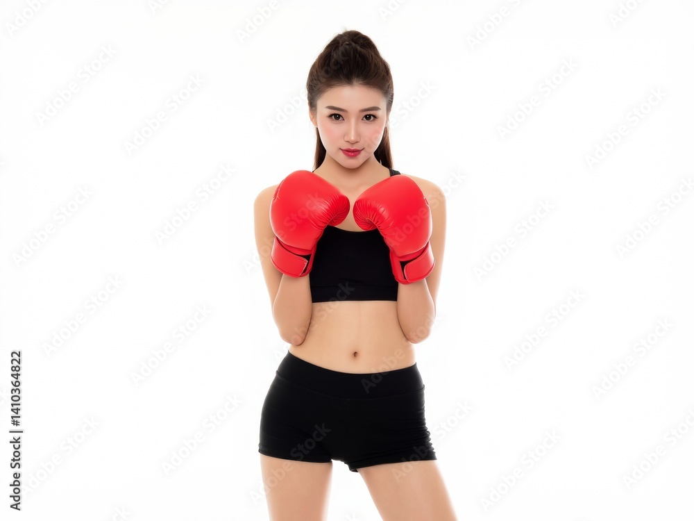 Pretty sport woman with boxing gloves, white background Pretty sport woman with boxing gloves, white background
