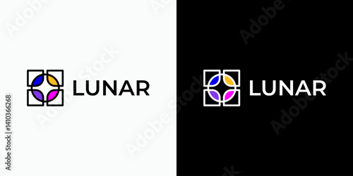 Negative space vector logo design of light beam shape with abstract shape in modern, simple and clean style. Icon for business, research, technology and personal branding.