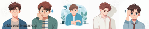Vector of a young man feeling sad.