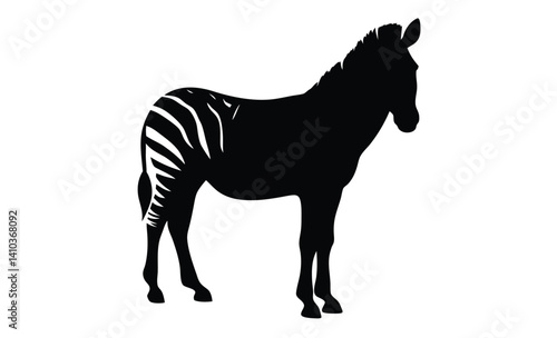 Zebra silhouette illustration, Wild animal icon, African wildlife graphic