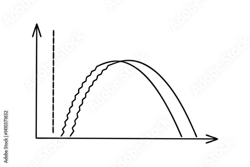 Hand Drawn Chart With Upward Arrows And Parabola Curves In Black And White