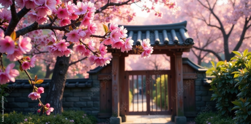 Spring - Blooming cherry blossom on a wooden gate, blossom, stem, cherry blossom Spring - Blooming cherry blossom on a wooden gate, blossom, stem, cherry blossom
