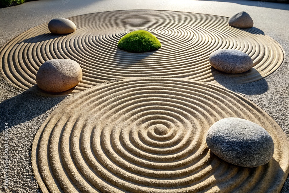 Naklejka premium Zen Sand Garden Ripple Circle