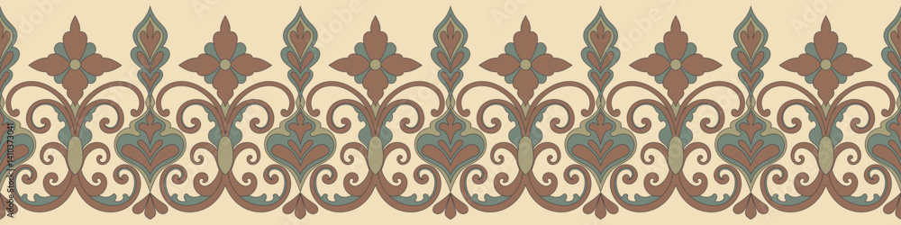 Fototapeta premium Vintage border, abstract floral frame, carpet element