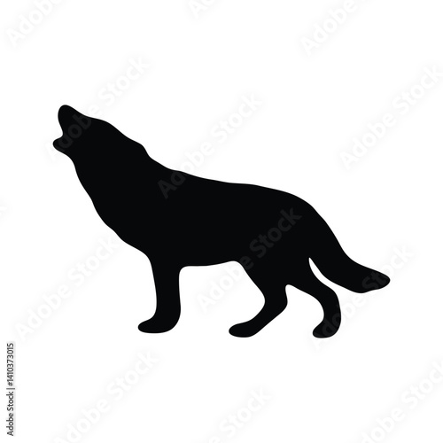 Howling wolf silhouette vector art black on white background