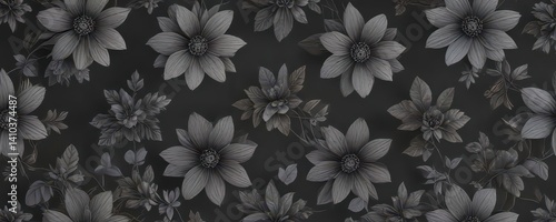 Small, intricate flower designs in dark grey on a subtle texture ,  wallpaper,  nature