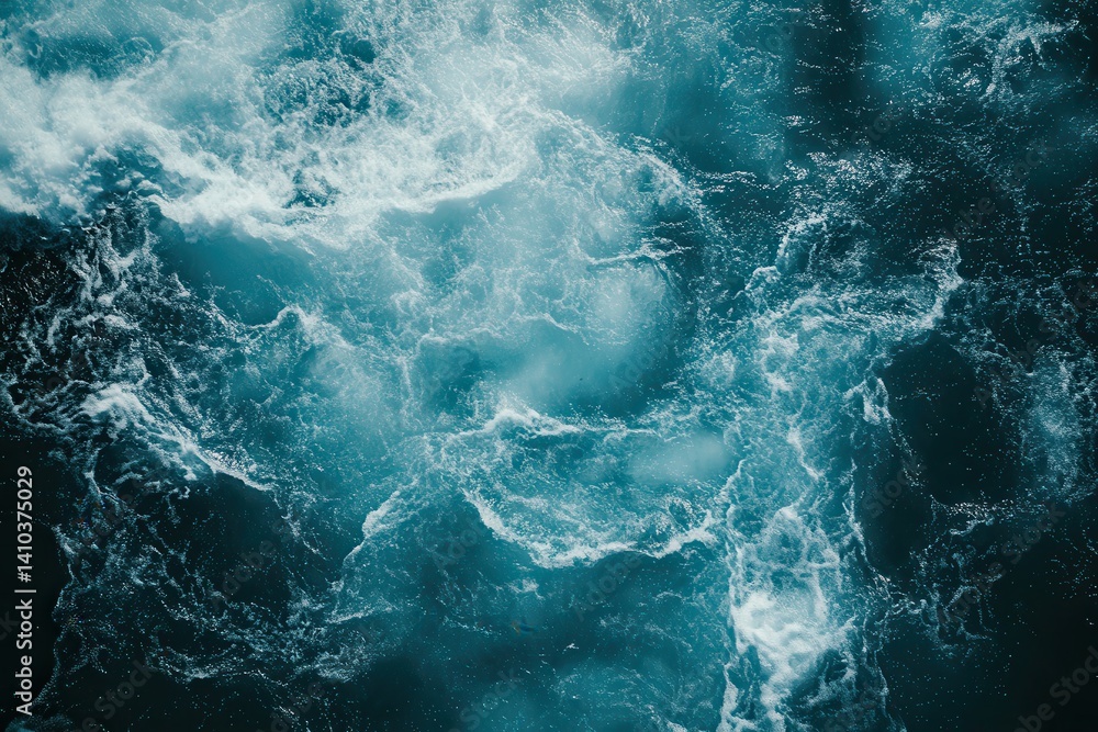 Powerful ocean waves. Deep blue water with white foamy waves Powerful ocean waves. Deep blue water with white foamy waves