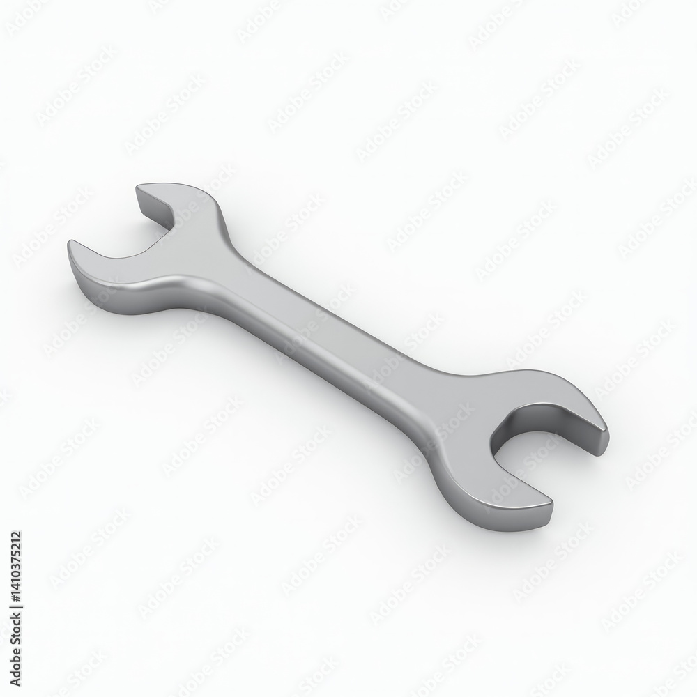 3D Rendered Metallic Wrench with Shiny Chrome Look Floating and Isolated on White Background 3D Rendered Metallic Wrench with Shiny Chrome Look Floating and Isolated on White Background