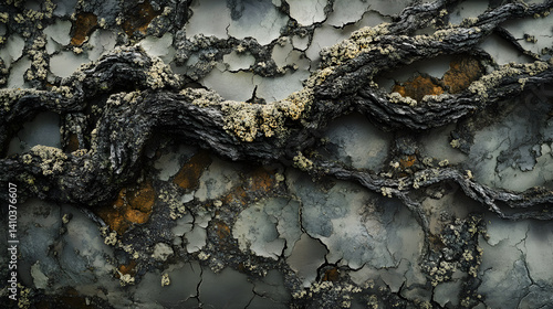 Eternal Embrace: The Symbiotic Dance of Lichen on Ancient Oaks in Mystical Woodlands