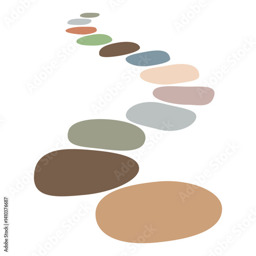 Garden Stone Pathway Style Illustration Isolated on White Background