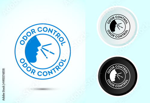 Odor control icon design illustration. Anti bad smell icon, Odor free label in color, black and white