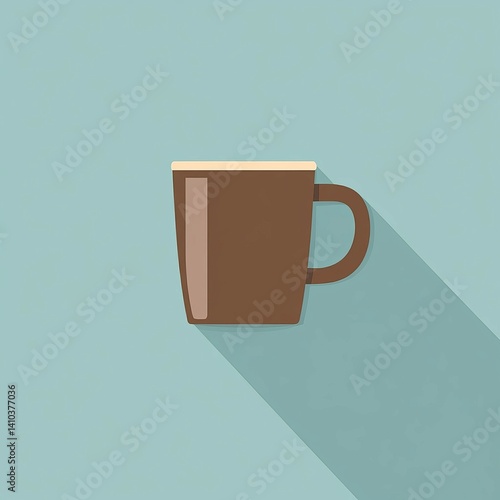 <Minimalist Brown Coffee Mug - Cozy Ceramic Drinkware with Flat Design and Warm Beverage Feel>