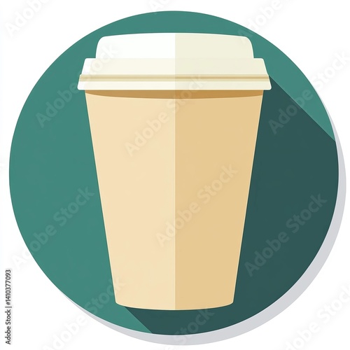 Modern Minimalist Coffee Cup Illustration | Vector Design of Stylish Takeaway Drink with Brown Packaging and White Lid