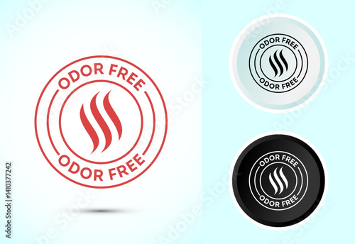 Odor control icon design illustration. Anti bad smell icon, Odor free label in color, black and white