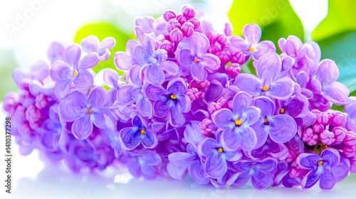 Wallpaper Mural Vibrant Lilac Blossoms in Various Shades of Purple Against a Soft White Background Torontodigital.ca