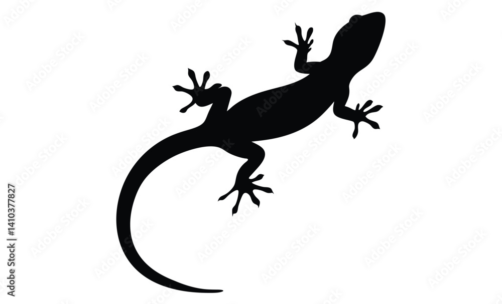 Naklejka premium Lizard silhouette illustration, Reptile animal icon, Gecko shape graphic