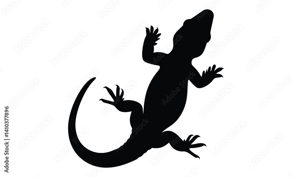 Naklejka premium Lizard silhouette illustration, Reptile animal icon, Gecko shape graphic