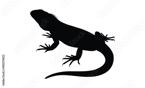 Lizard silhouette illustration, Reptile animal icon, Gecko shape graphic