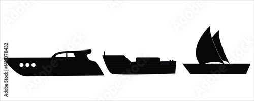 sailing ship silhouettes set