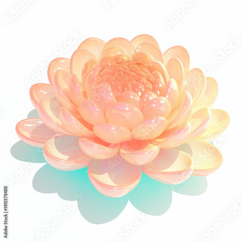 Beautiful soft pink lotus flower, white isolated background.