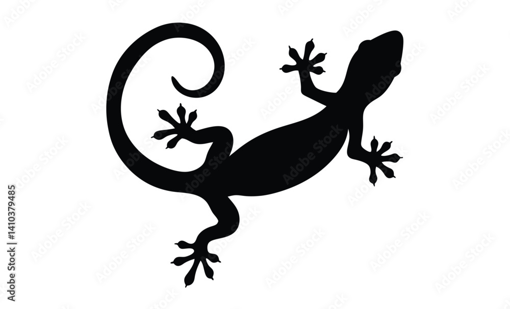 Fototapeta premium Lizard silhouette illustration, Reptile animal icon, Gecko shape graphic