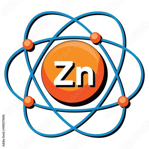 Zinc icon vector illustration. Represents essential food vitamins and iron minerals. Ideal for health, nutrition and supplement themed designs.