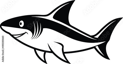 Blac shark silhouette of vector simple shark vector silhouette black color for animal element idea shark vector silhouette and Black shark image in white background