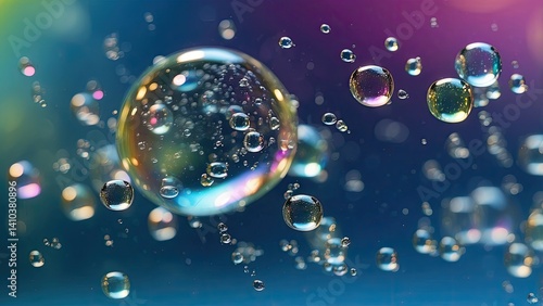 Wallpaper Mural A vibrant image featuring translucent bubbles floating against a soft blue background Torontodigital.ca