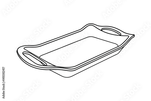 Isolated White Baking Pan Outline Illustration For Culinary Designs And Projects