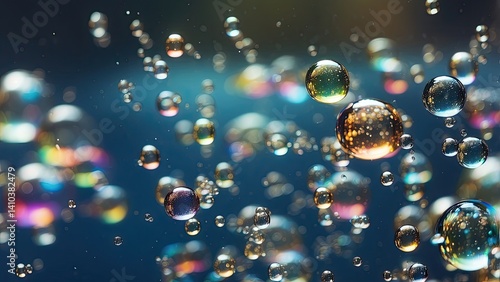 Wallpaper Mural A vibrant image featuring translucent bubbles floating against a soft blue background Torontodigital.ca