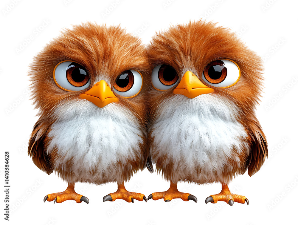 Fototapeta premium Two adorable baby eagles perched together nature scene wildlife photography cute expression