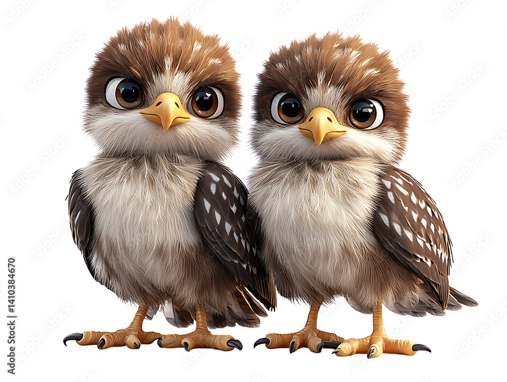 Fototapeta premium Adorable baby eagles perched together nature setting digital art cute perspective wildlife concept