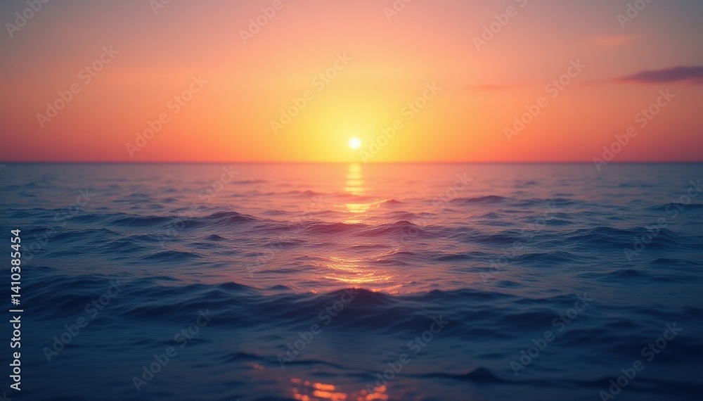Obraz premium Soothing ocean waves on a tranquil horizon at sunset, soothing, serene, gradient