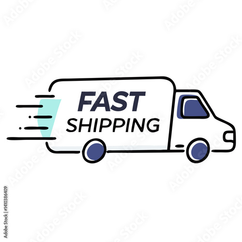Fast shipping van with motion lines