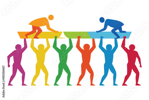 A person lifting a heavy object (like a concrete block or beam) — dynamic pose, bold outlines.