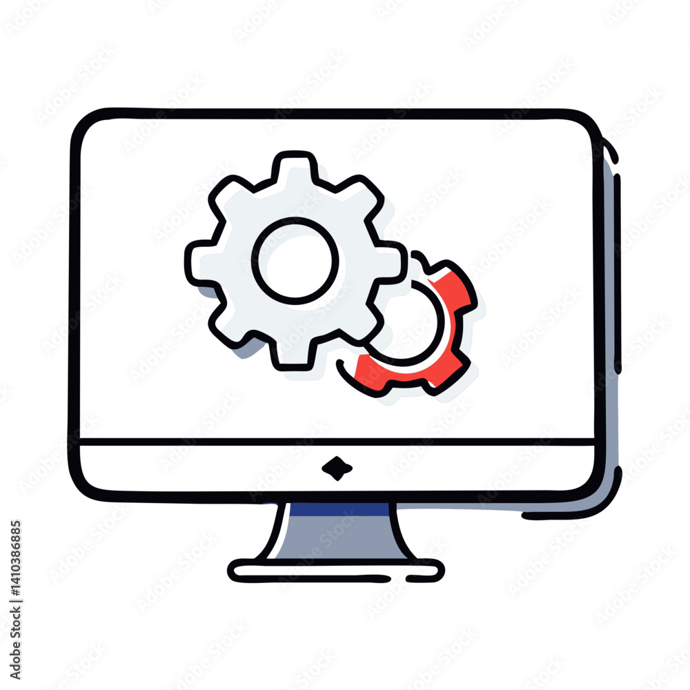 Gear and rotation arrows on screen icon Gear and rotation arrows on screen icon