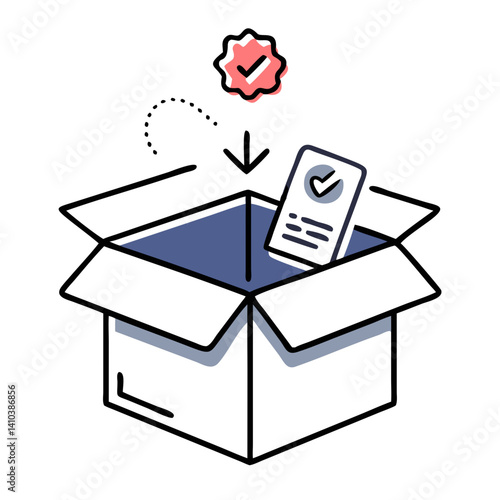 Open box with delivery and discount icons