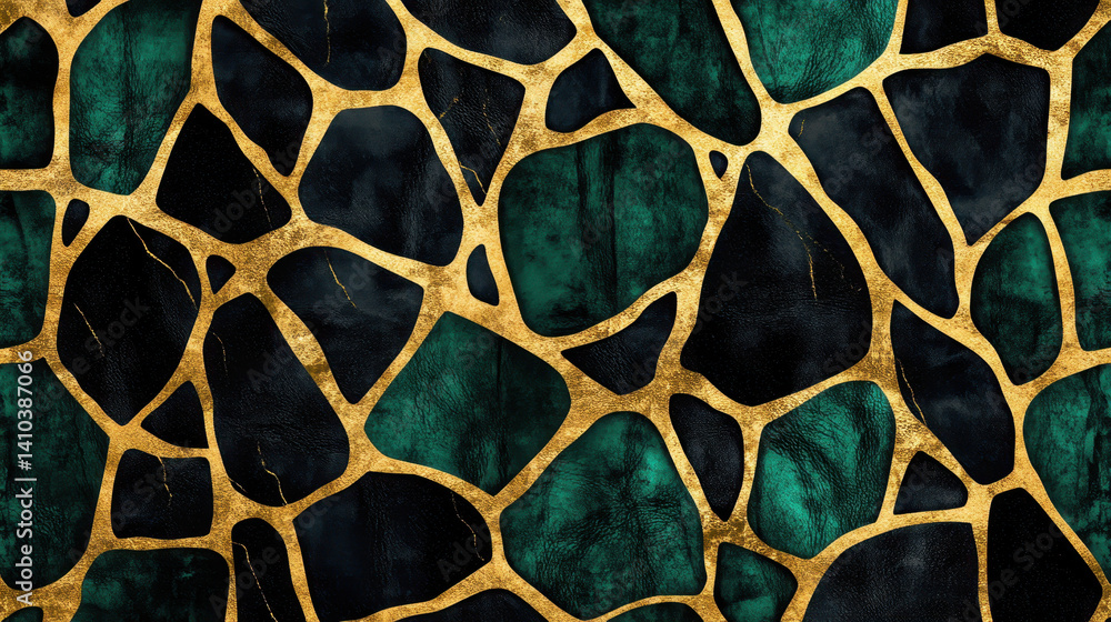 The intricate texture of a stone with golden and green hues
