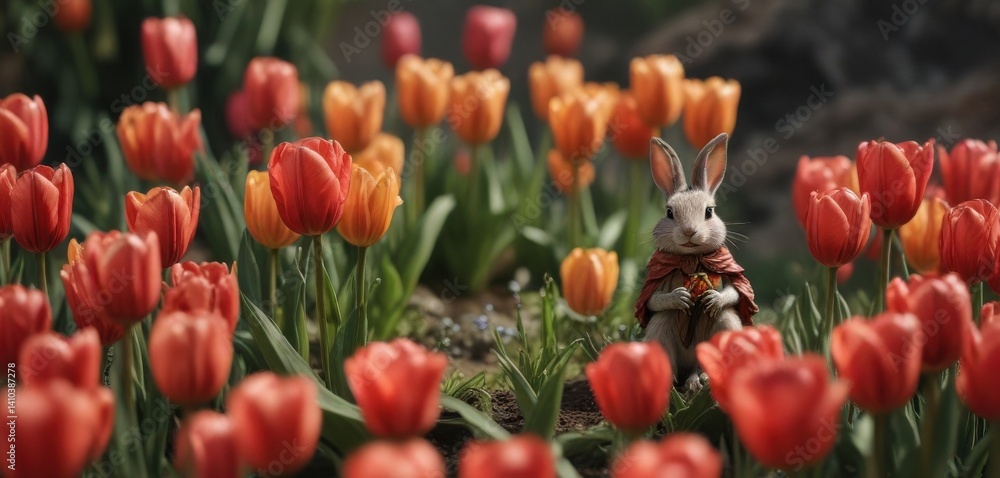 Obraz premium Tiny flower dweller in a tulip , tulip, tiny, flower