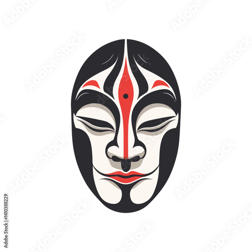 Serene Asian Mask Traditional Illustration of Cultural Heritage