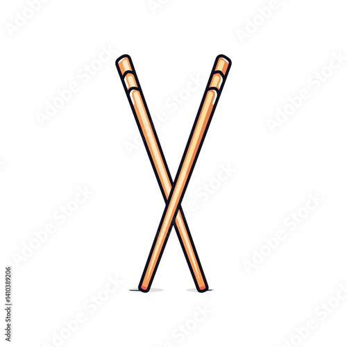 Wooden Chopsticks Simple Illustration of Asian Dining Utensils